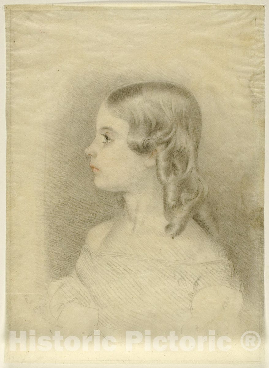 Art Print : Profile Portrait of a Girl, Paul A. Mulready, c.1942, Vintage Wall Decor :