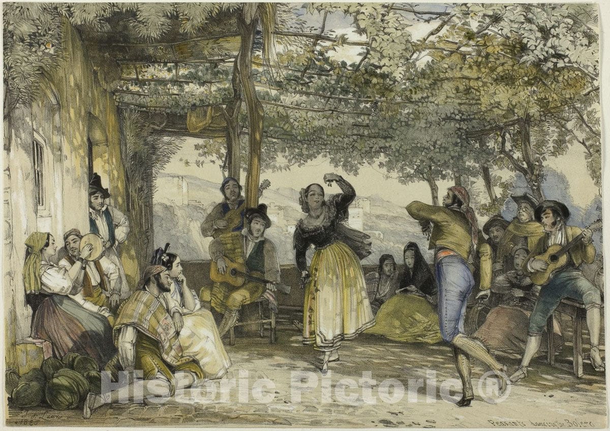Art Print : Spanish Peasants Dancing the Bolero, John Frederick Lewis, c.1975, Vintage Wall Decor :
