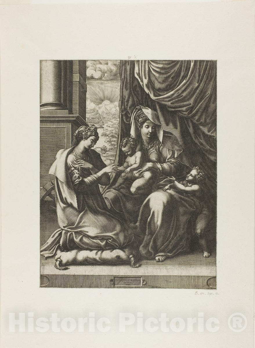 Art Print : The Mystic Marriage of Saint Catherine, Giorgio Ghisi, c.1473, Vintage Wall Decor :