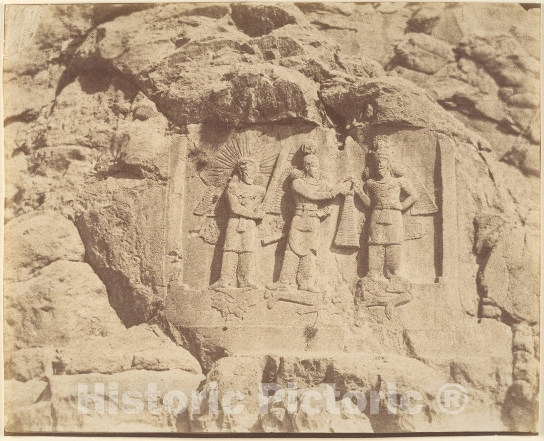 Photo Print : Luigi Pesce - (7) Tag-e Bustan, Crowning Ceremony of Shapour II, Kermanshah : Vintage Wall Art