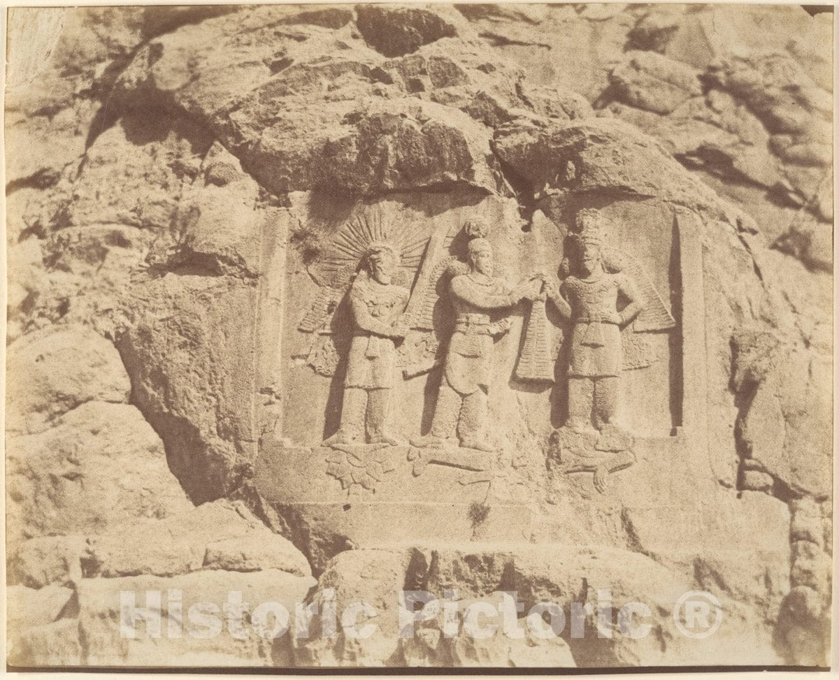 Photo Print : Luigi Pesce - (7) Tag-e Bustan, Crowning Ceremony of Shapour II, Kermanshah : Vintage Wall Art