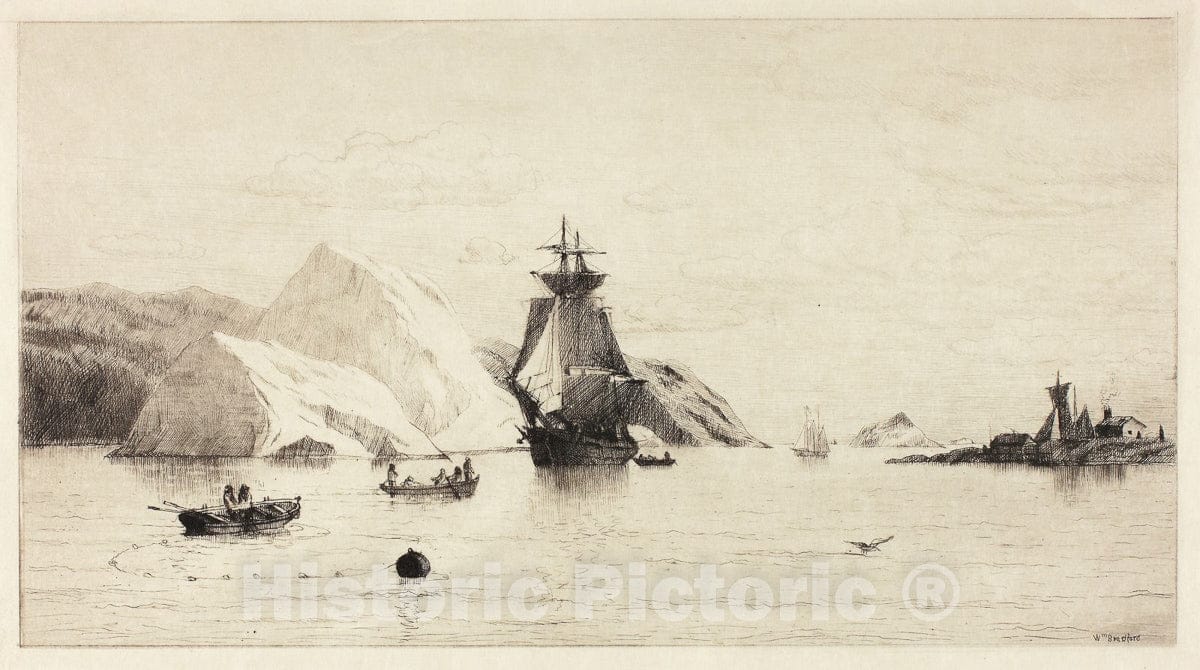 Art Print : Arctic Seascape, William Bradford, c.1940, Vintage Wall Decor :