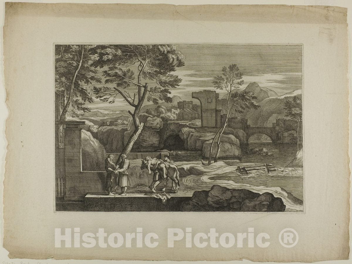 Art Print : The Good Samaritan Takes the Wounded Man from his Donkey, Sebastien Bourdon, c.1665, Vintage Wall Decor :