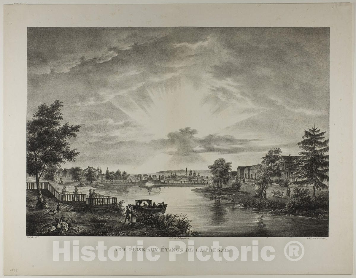 Art Print : View Taken from the Pools of the Presnia, Augustin FranÃ§ois LemaÃ®tre , c 1821, Vintage Wall Decor :