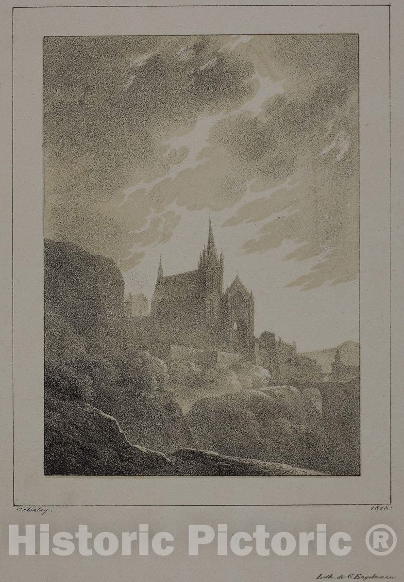 Art Print : View of a Church, Jean-Baptiste Isabey, c.1964, Vintage Wall Decor :