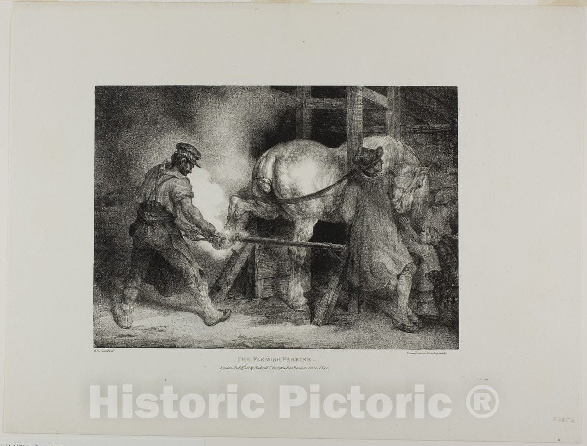 Art Print : The Flemish Farrier, plate four from Various Subjects Drawn from Life on Stone, Jean Louis Andre Theodore Gericault , c 1821, Vintage Wall Decor :