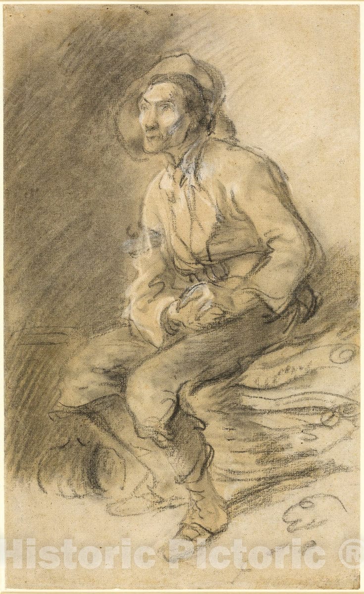 Art Print : A Woodman Seated on a Bundle of Faggots, Thomas Gainsborough, c.1747, Vintage Wall Decor :