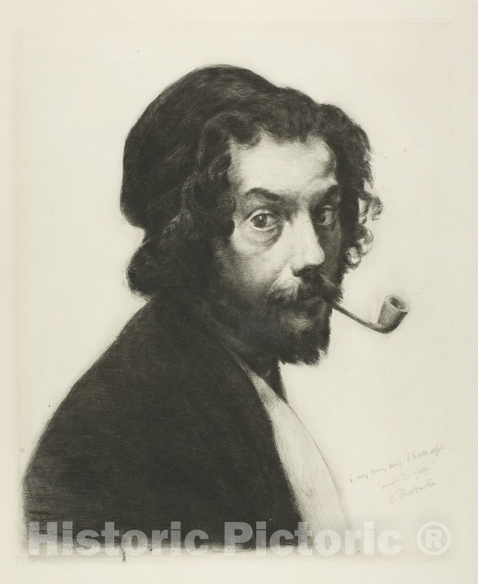 Art Print : Man with a Pipe, Marcellin Gilbert Desboutin, c.1939, Vintage Wall Decor :
