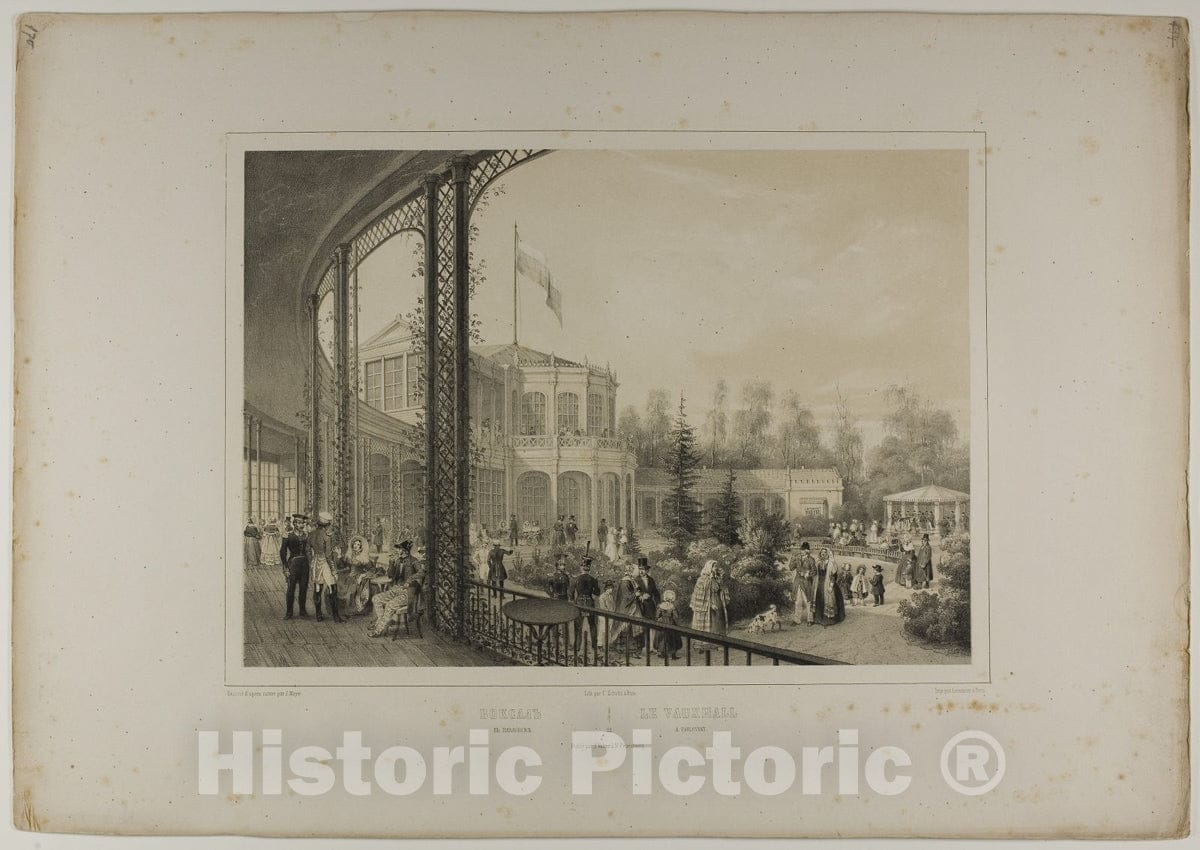 Art Print : The Vauxhall in Pavlovsky, C. Schultz, c.1846, Vintage Wall Decor :