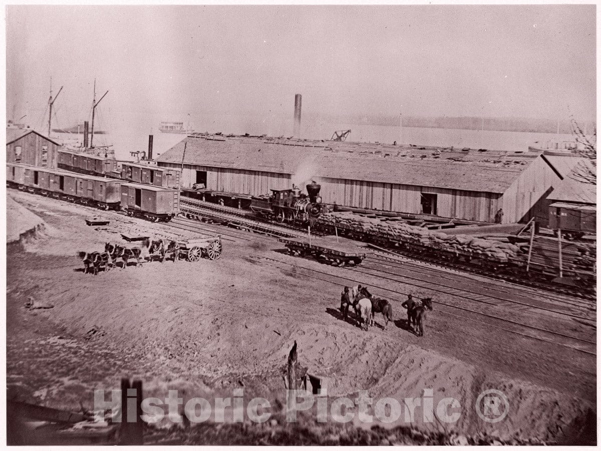 Photo Print : Andrew Joseph Russell - Terminus of U.S. Military Railroad, City Point, Virginia : Vintage Wall Art