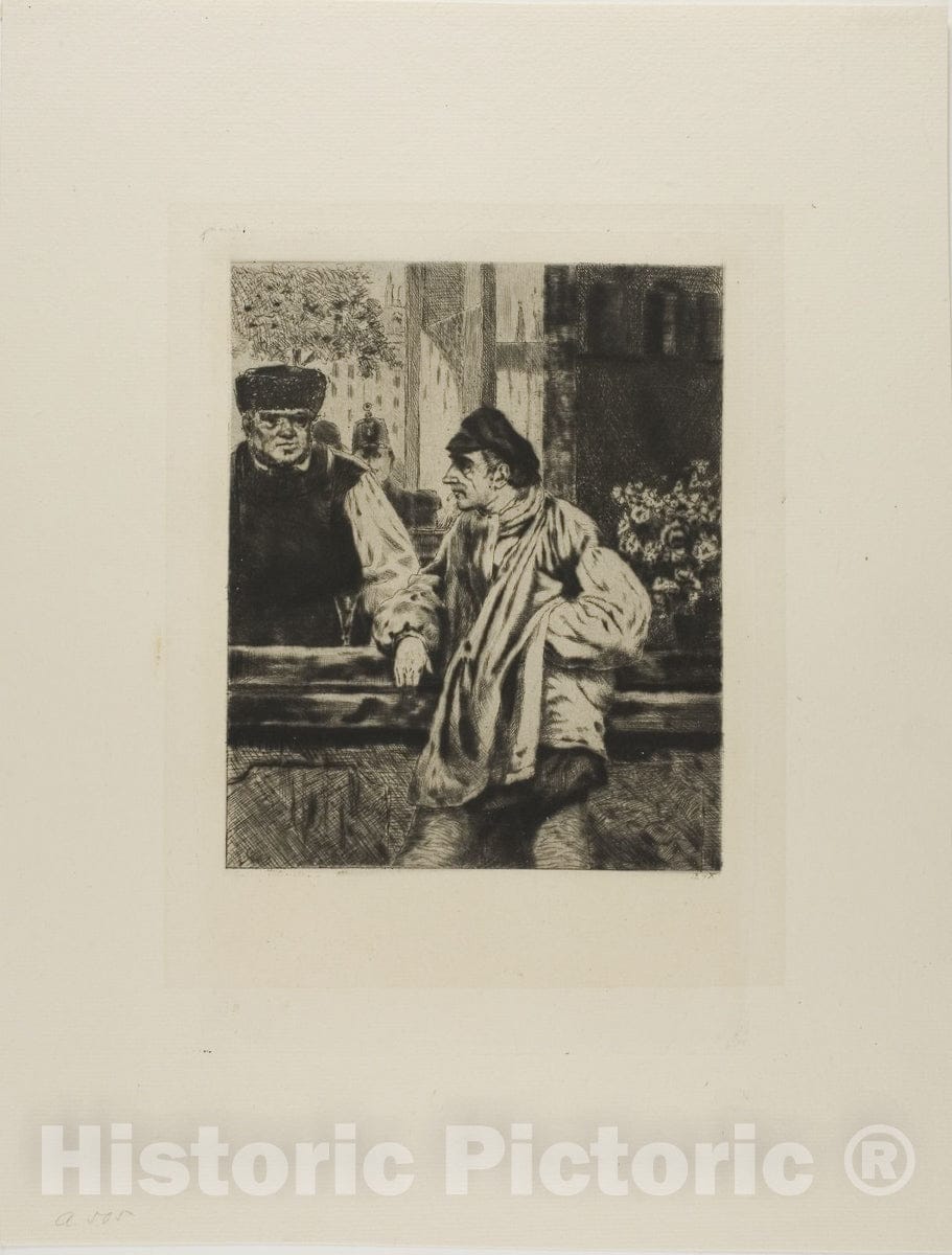 Art Print : Plate from lAssommoir (man leaning on bar), Gaston La Touche, c.1924, Vintage Wall Decor :