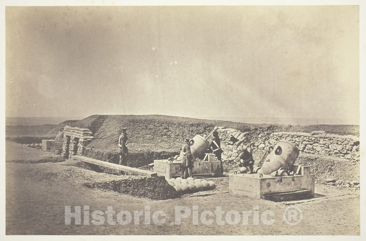 Art Photo : Mortar Batteries in front of Picquet House, Light Division, Roger Fenton, c 1855, Vintage Wall Decor :