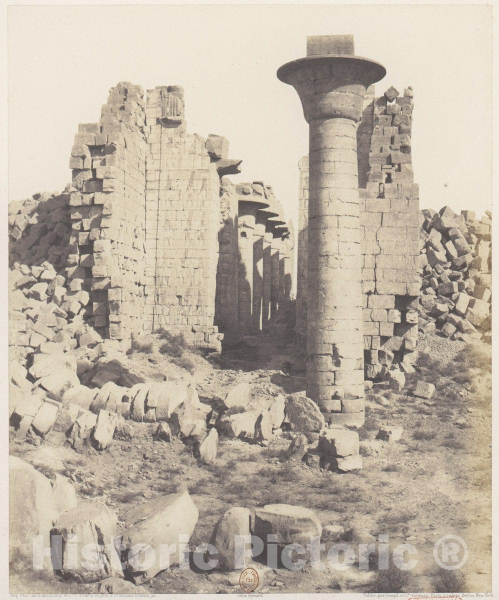 Photo Print : Félix Teynard - Karnak (Thèbes), Cour du Palais - Vue Prise de Point I : Vintage Wall Art