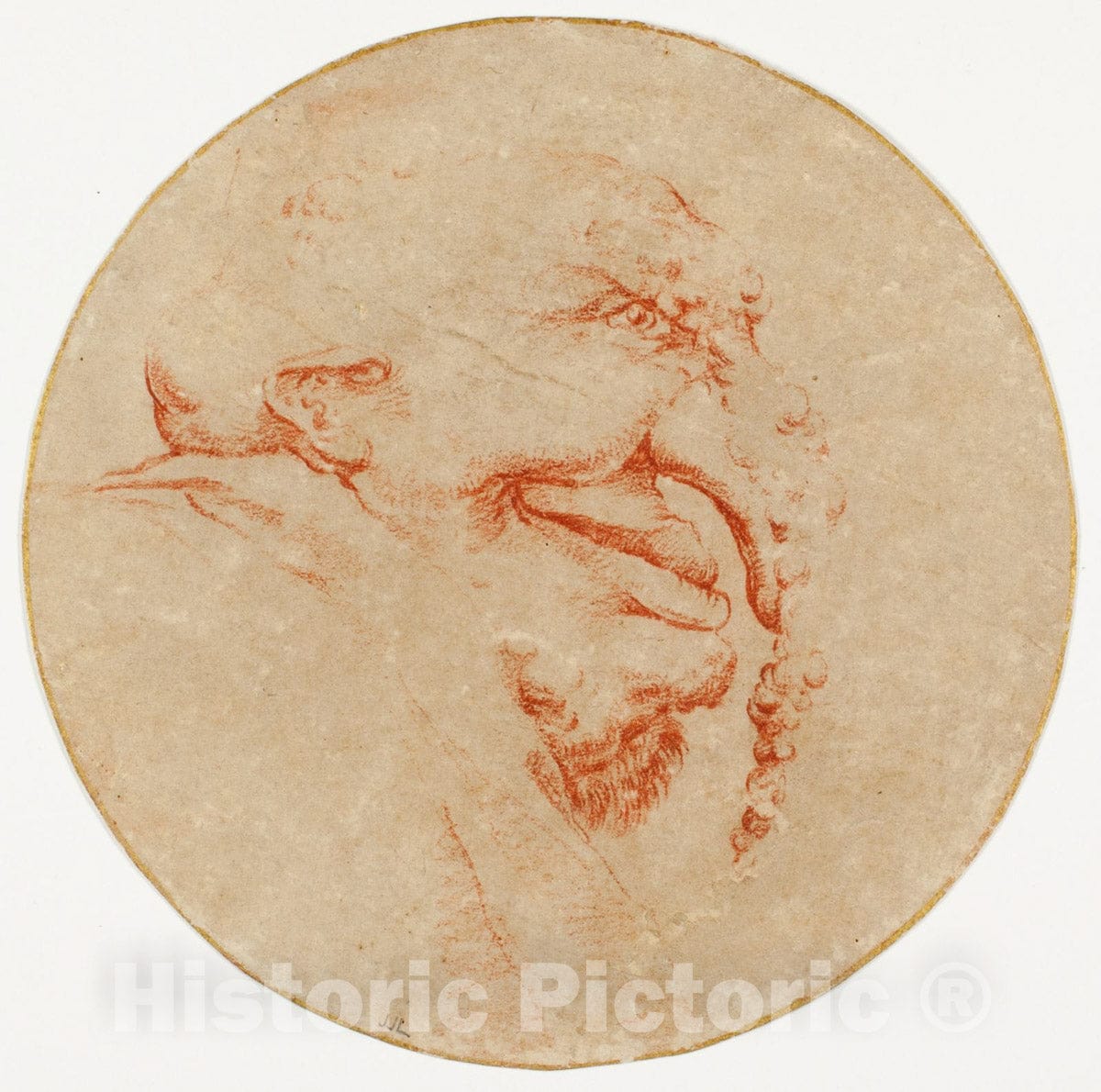 Art Print : Untitled (Caricature), Salvator Rosa, c 1600, Vintage Wall Decor :