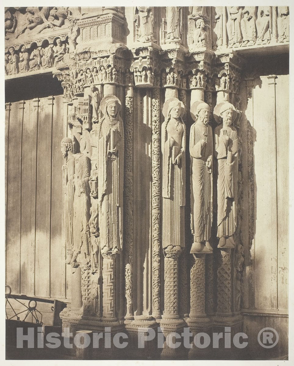 Art Photo : Chartres Cathedral, West Facade; Royal Portal, Central Bay, Bisson FrÃ¨res, c 1854, Vintage Wall Decor :