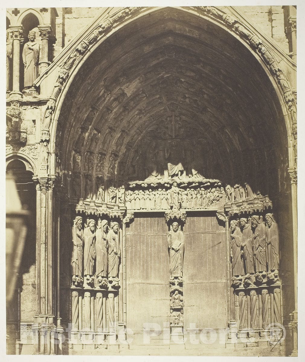 Art Photo : Chartres Cathedral, South Transept; Central Portal, Bisson FrÃ¨res, c 1854, Vintage Wall Decor :