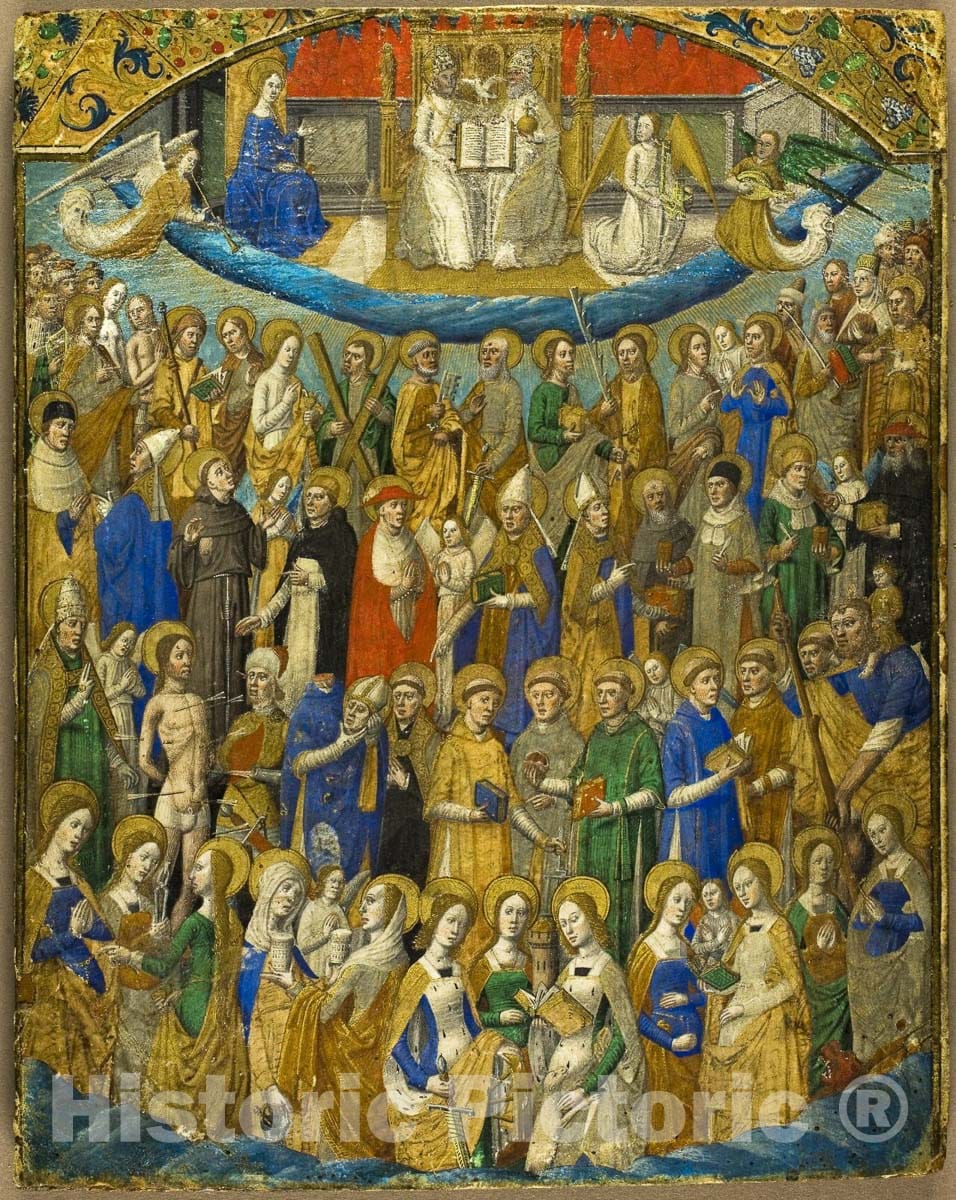 Art Print : The Trinity and Saints in Paradise, or La Cour Celeste , Egregius Pictor Franciscus, c.1463, Vintage Wall Decor :