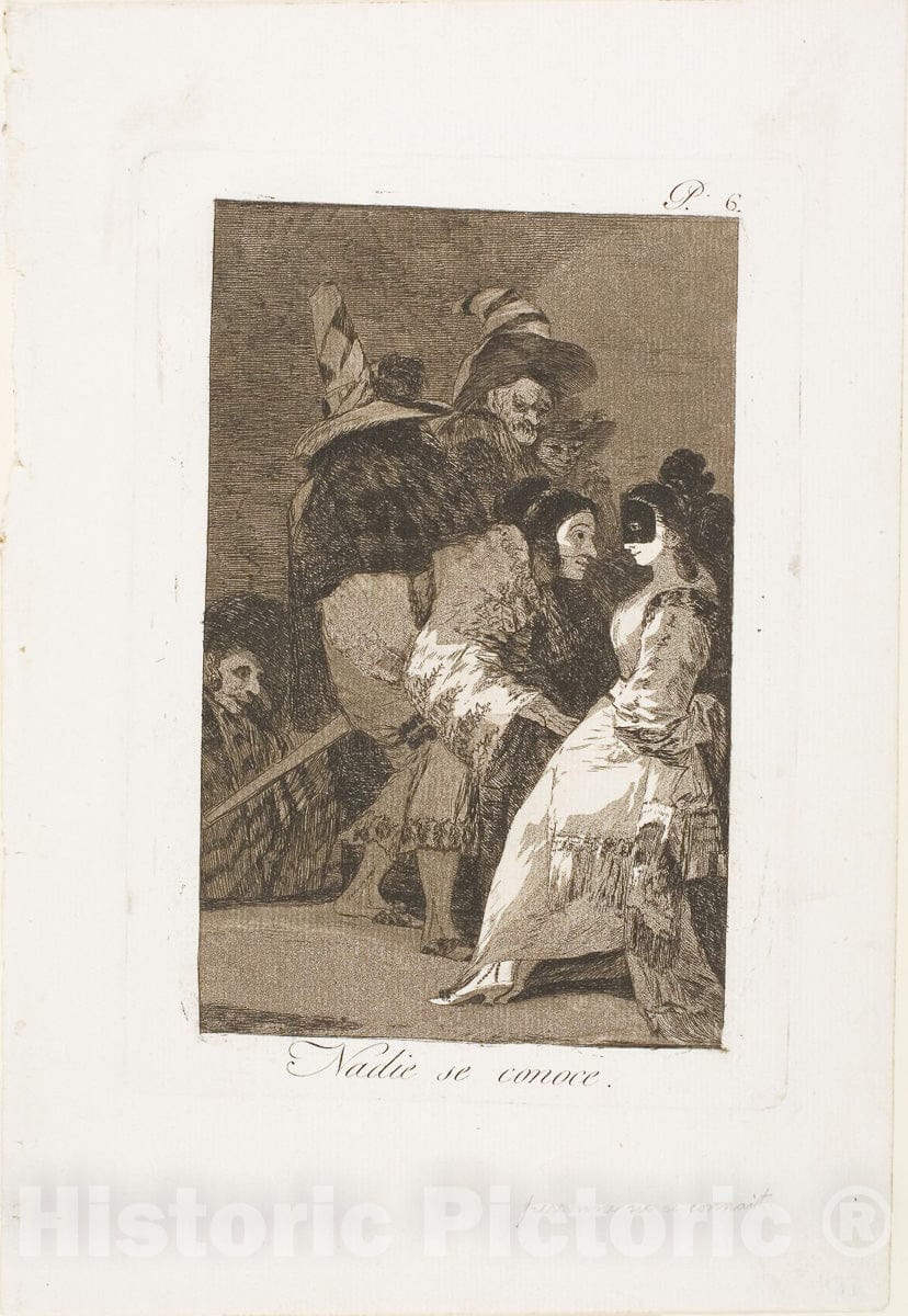 Art Print : Nobody knows himself, plate six from Los Caprichos, Francisco Goya, c.1798, Vintage Wall Decor :
