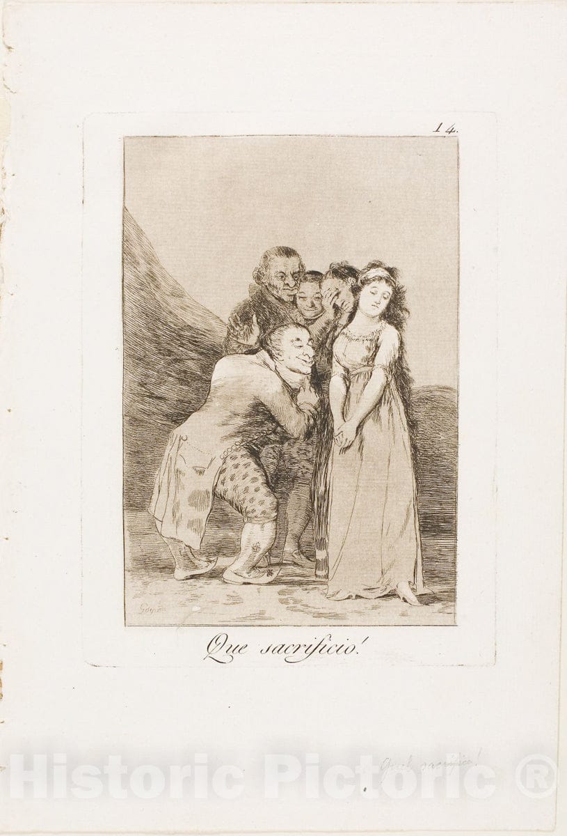 Art Print : What a Sacrifice!, plate fourteen from Los Caprichos, Francisco Goya, c.1798, Vintage Wall Decor :