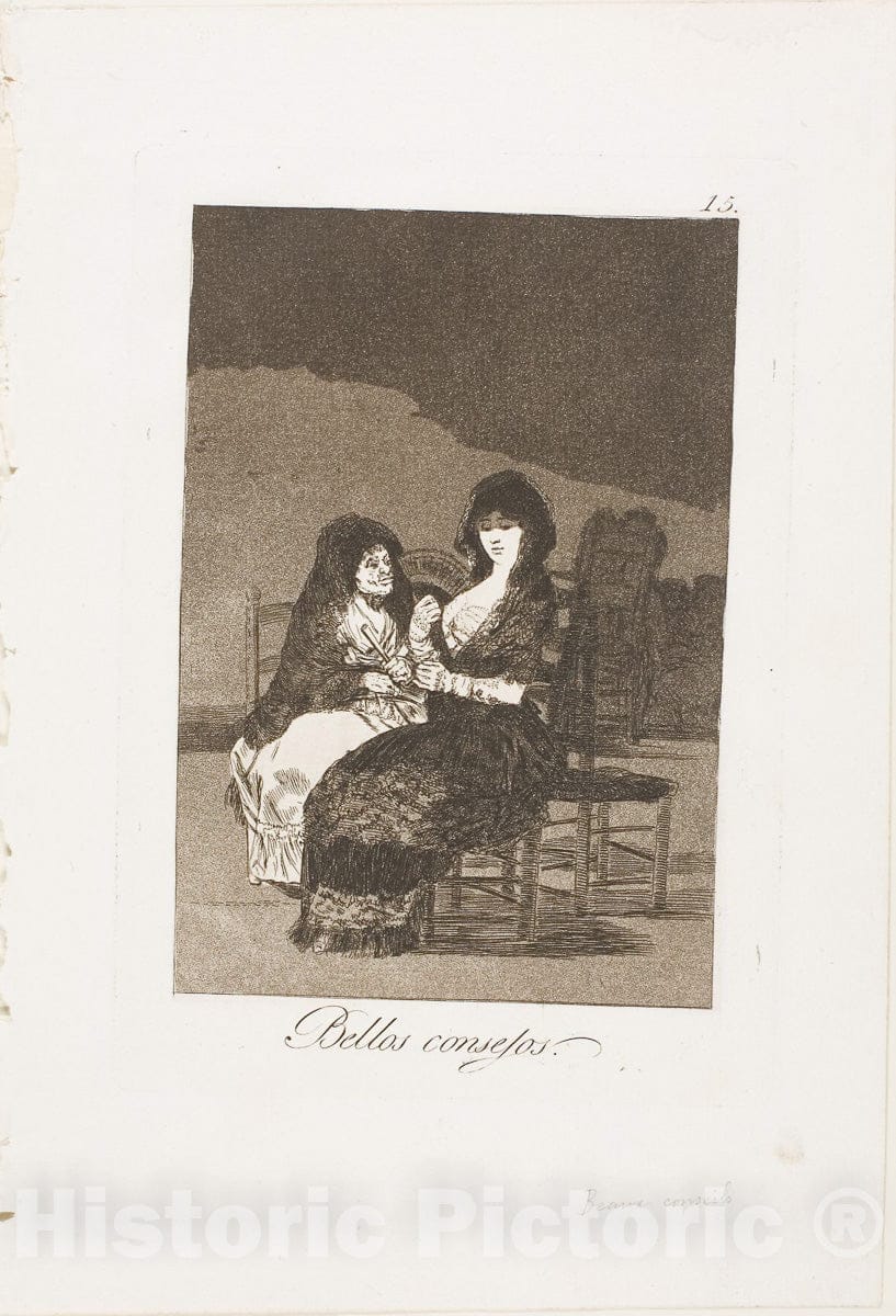 Art Print : Pretty Teachings, plate fifteen from Los Caprichos, Francisco Goya, c.1798, Vintage Wall Decor :