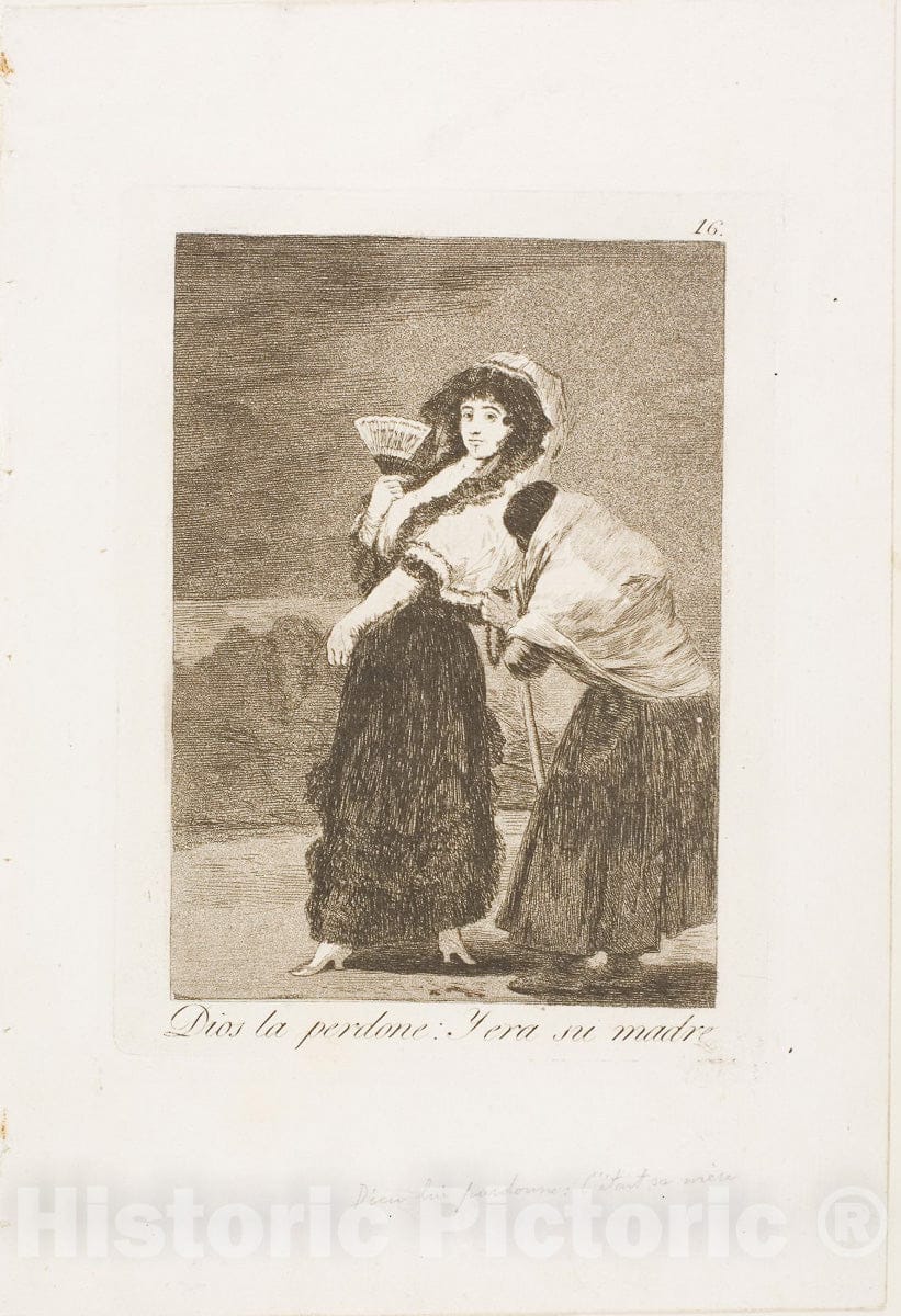 Art Print : For Heavens Sake: and it was Her Mother, plate sixteen from Los Caprichos, Francisco Goya, c.1798, Vintage Wall Decor :