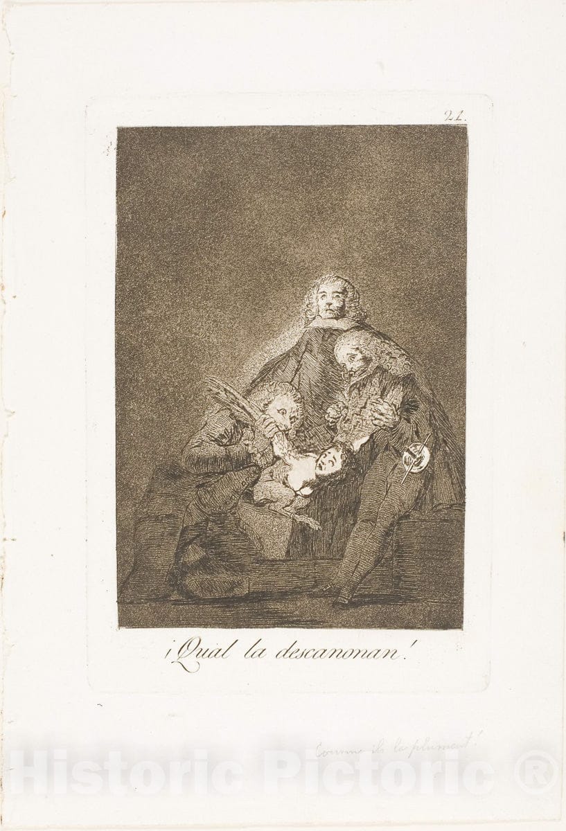 Art Print : How they Pluck Her, plate twenty-one from Los Caprichos, Francisco Goya, c.1798, Vintage Wall Decor :