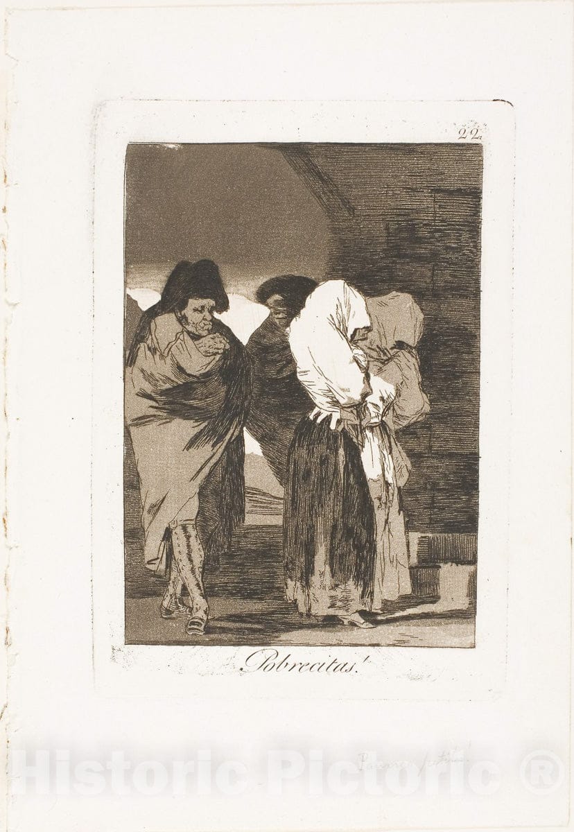 Art Print : Poor Little Girls!, plate twenty-two from Los Caprichos, Francisco Goya, c.1798, Vintage Wall Decor :
