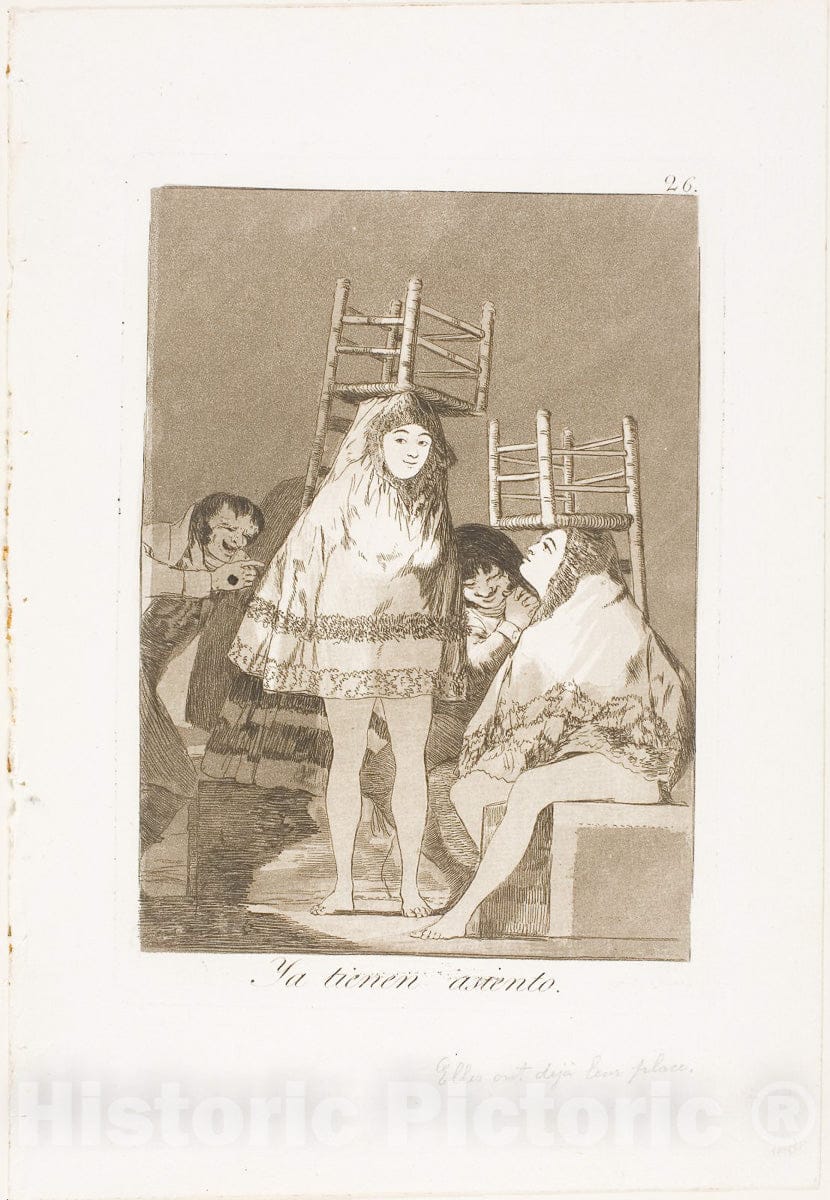 Art Print : Theyve Already Got a Seat (i.e. bottom), plate twenty-six from Los Caprichos, Francisco Goya, c.1798, Vintage Wall Decor :