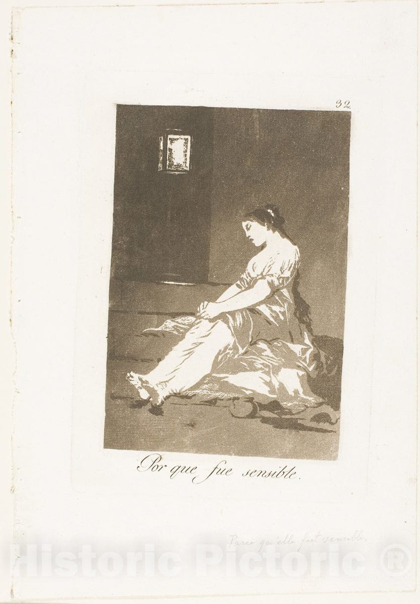 Art Print : Because she was susceptible, plate thirty-two from Los Caprichos, Francisco Goya, c.1785, Vintage Wall Decor :