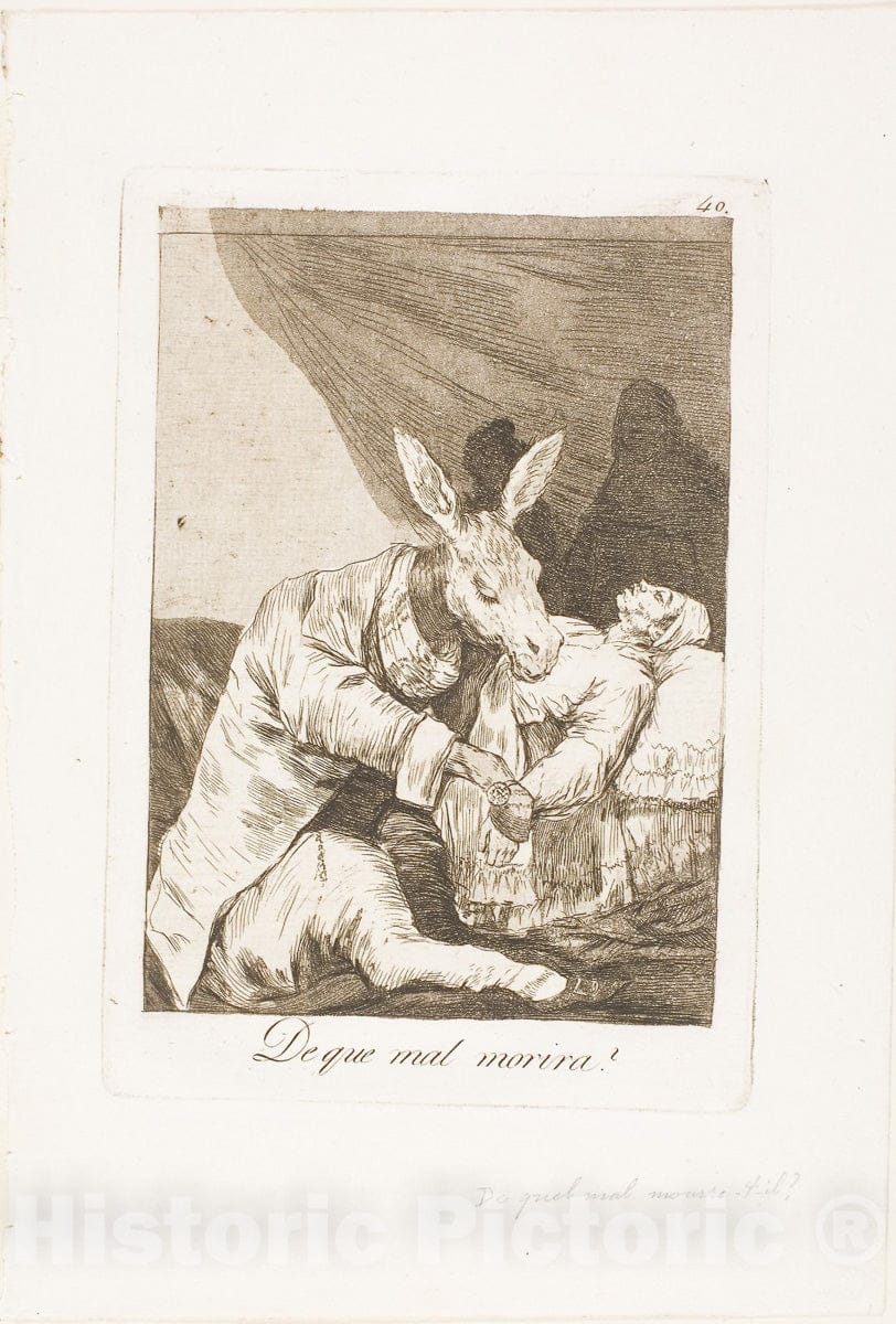 Art Print : Of what ill will he die?, plate forty from Los Caprichos, Francisco Goya, c.1971, Vintage Wall Decor :