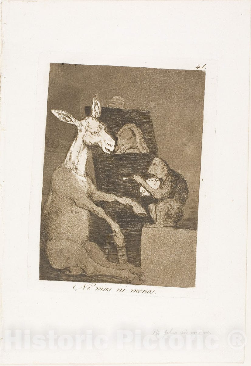 Art Print : Neither more nor less, plate forty-one from Los Caprichos, Francisco Goya, c.1798, Vintage Wall Decor :
