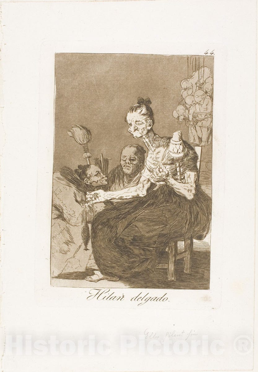 Art Print : They Spin Finely, plate forty-four from Los Caprichos, Francisco Goya, c.1798, Vintage Wall Decor :