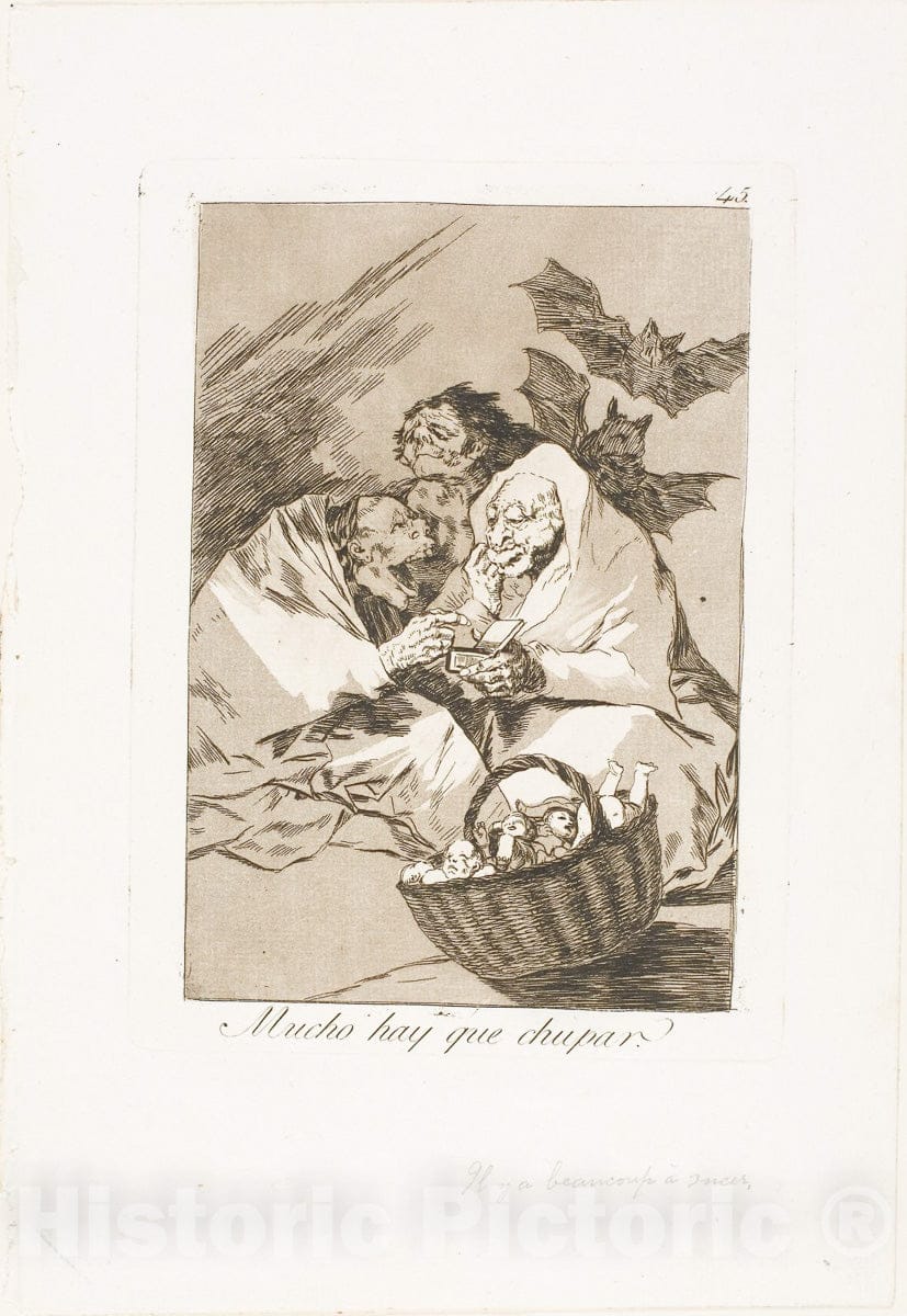 Art Print : There is Plenty to Suck, plate forty-five from Los Caprichos, Francisco Goya, c.1798, Vintage Wall Decor :