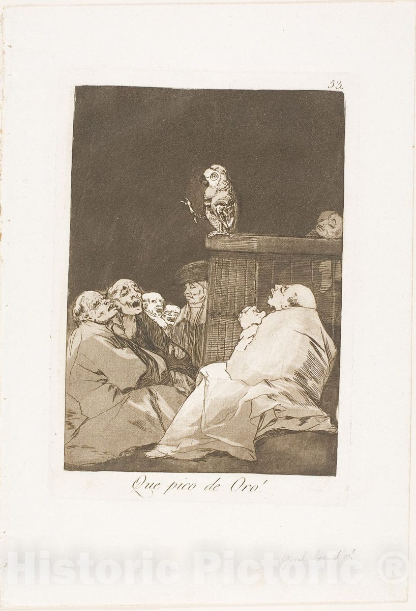 Art Print : What a Golden Beak!, plate fifty-three from Los Caprichos, Francisco Goya, c.1798, Vintage Wall Decor :