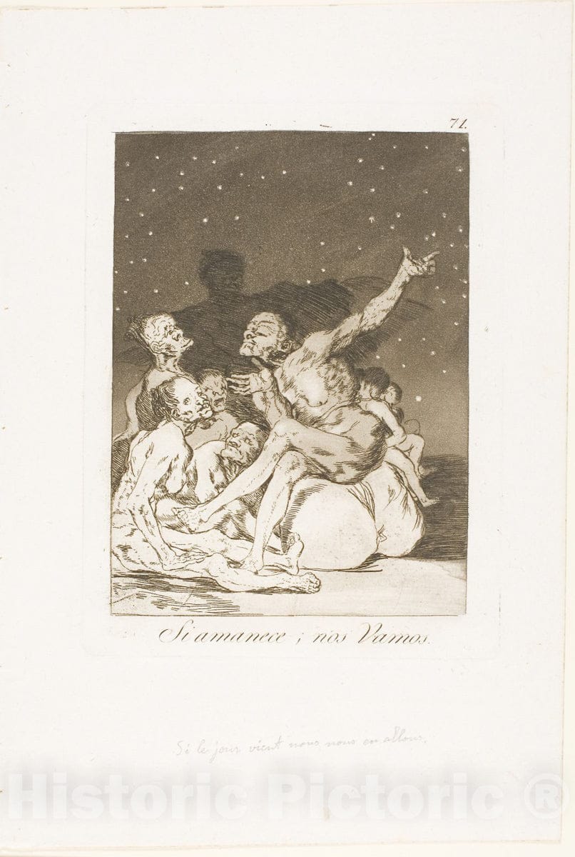 Art Print : When Day Breaks We Will Be Off, plate seventy-one from Los Caprichos, Francisco Goya, c.1905, Vintage Wall Decor :