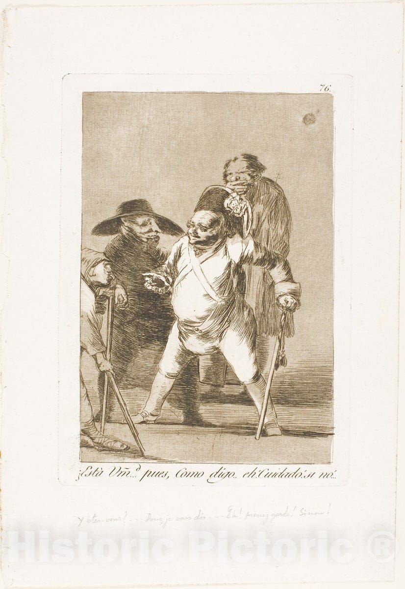 Art Print : You understand? ... well, as I say... eh! Look out! otherwise..., plate seventy-six from Los Caprichos, Francisco Goya, c 1967, Vintage Wall Decor :
