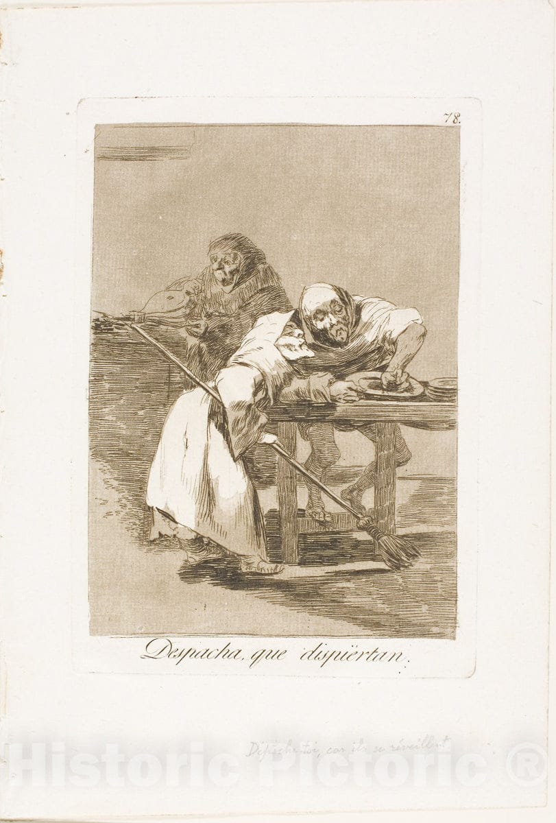 Art Print : Be quick, They are Waking Up, plate seventy-eight from Los Caprichos, Francisco Goya, c.1944, Vintage Wall Decor :