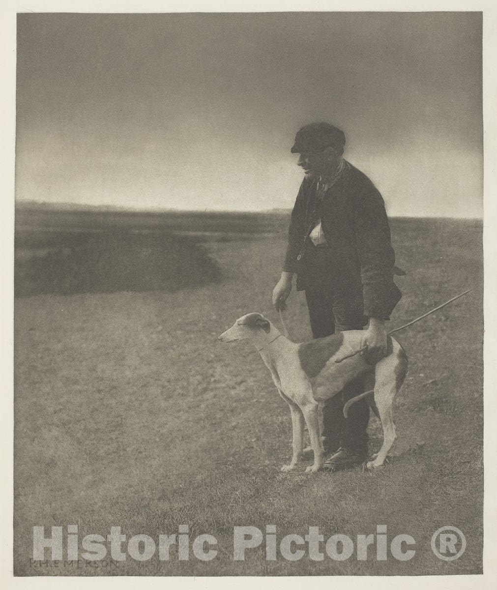 Art Photo : The Poacher - A Hare in View, (Suffolk), Peter Henry Emerson, c 1880, Vintage Wall Decor :