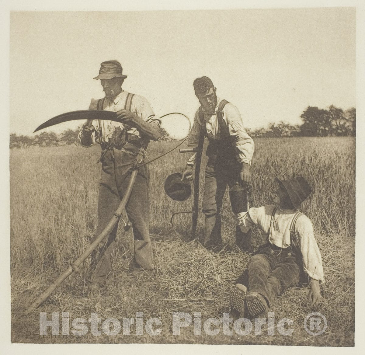 Art Photo : In the Barley-Harvest (Suffolk), Peter Henry Emerson, c 1883, Vintage Wall Decor :