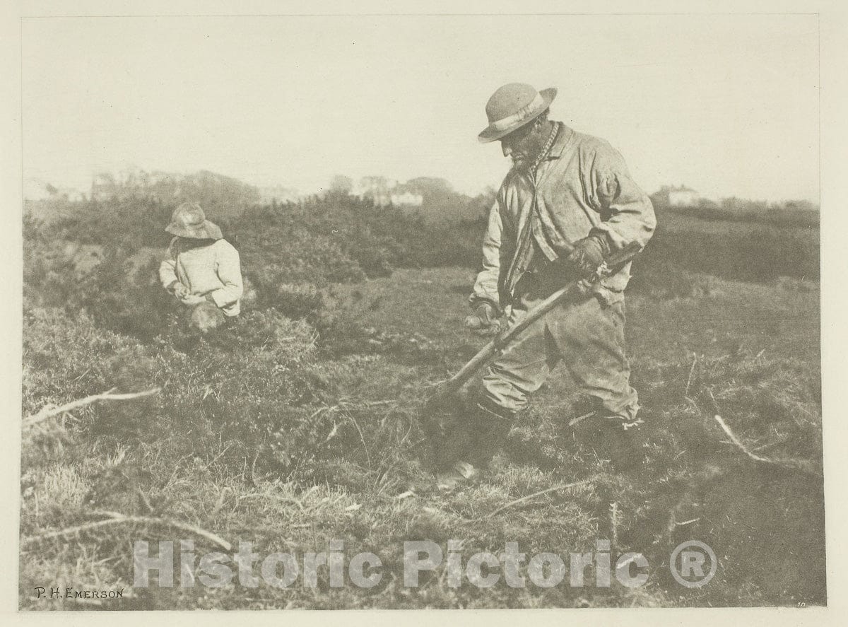 Art Photo : Furze-Cutting on a Suffolk Common, Peter Henry Emerson, c 1883, Vintage Wall Decor :
