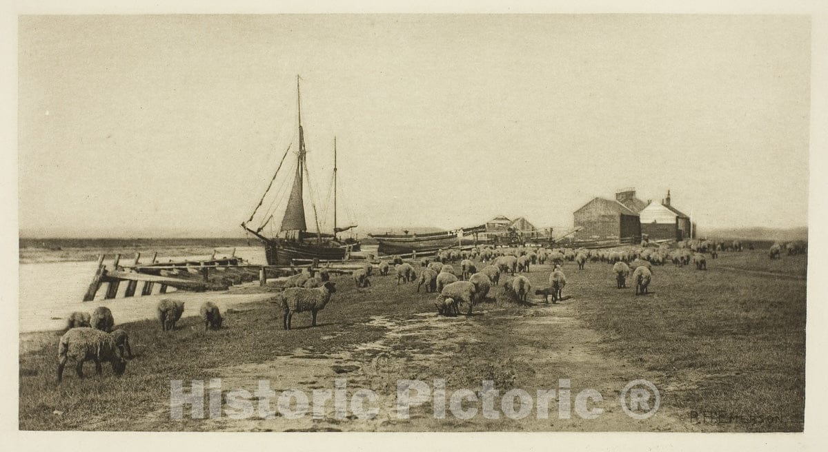 Art Photo : Blackshore, River Blythe (Suffolk), Peter Henry Emerson, c 1888, Vintage Wall Decor :