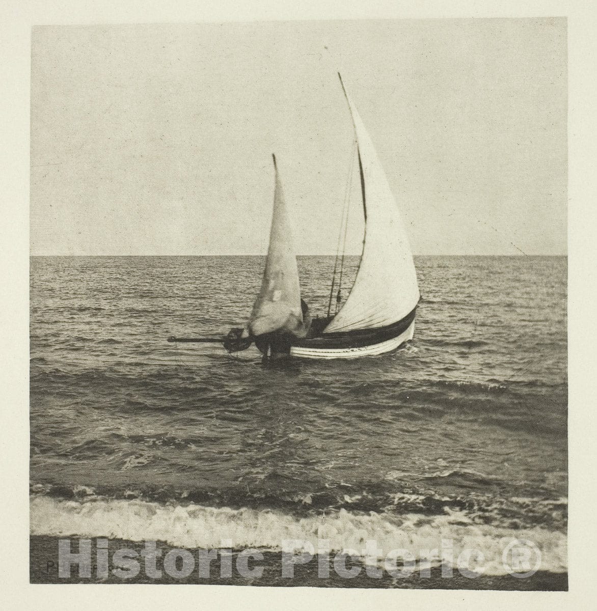 Art Photo : A Suffolk Shrimper "Going Off", Peter Henry Emerson, c.1908, Vintage Wall Decor :