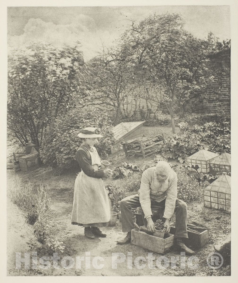 Art Photo : A Garden End (Suffolk), Peter Henry Emerson, c 1880, Vintage Wall Decor :