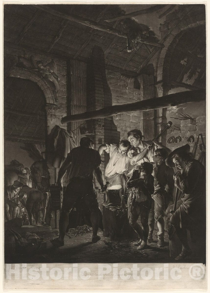 Art Print : A Blacksmiths Shop, Richard Earlom, c 1835, Vintage Wall Decor :