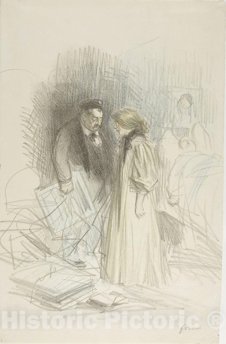 Art Print : I Dont Dare Take Them Down...It Would Hurt Him Too Much, Jean Louis Forain, c.1964, Vintage Wall Decor :