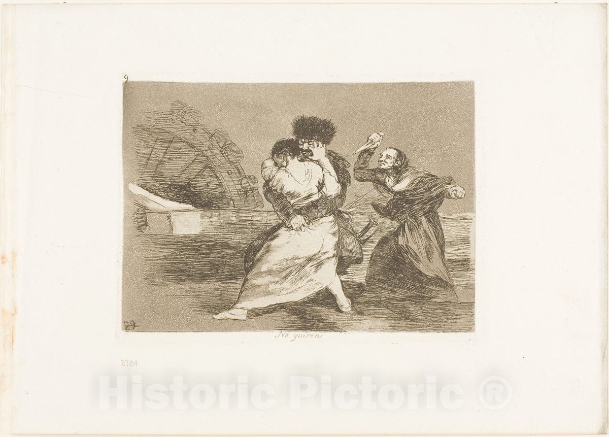 Art Print : They Dont Like it, plate nine from The Disasters of War, Francisco Goya, c.1815, Vintage Wall Decor :