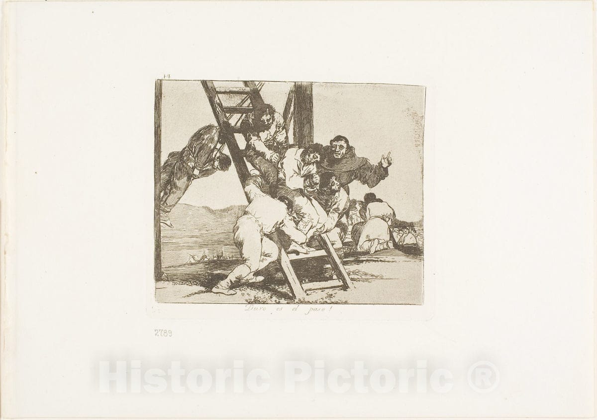 Art Print : Its a hard step!, plate fourteen from The Disasters of War, Francisco Goya, c 1817, Vintage Wall Decor :