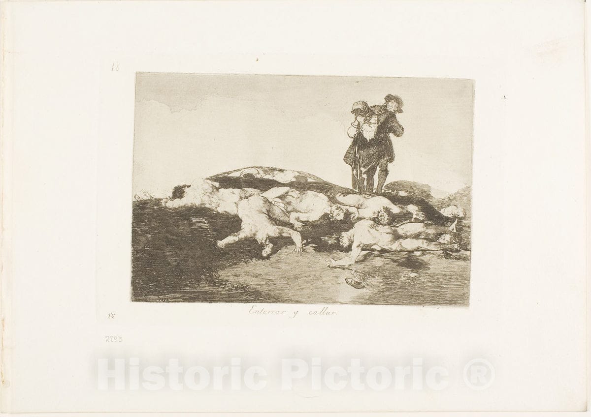 Art Print : Bury them and keep quiet, plate eighteen from The Disasters of War, Francisco Goya, c.eighteen11, Vintage Wall Decor :