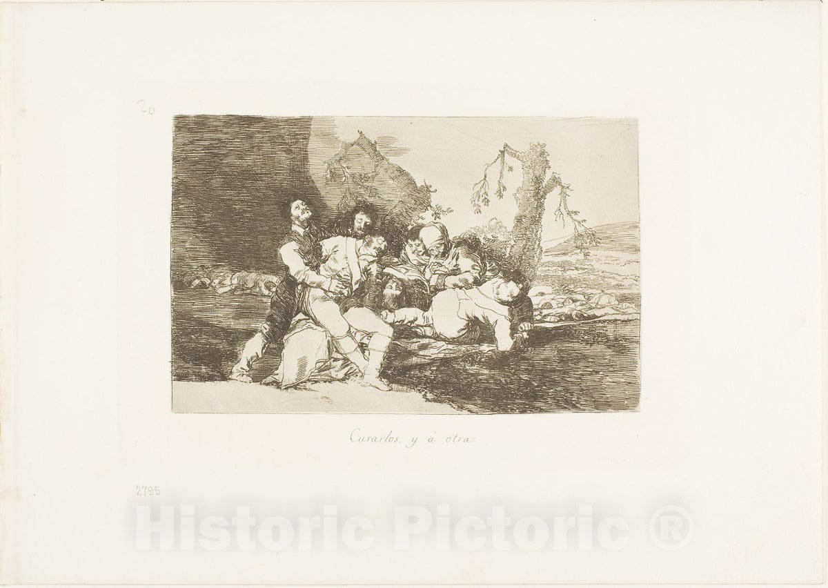 Art Print : Get them well, and on to the next, plate twenty from The Disasters of War, Francisco Goya, c 1813, Vintage Wall Decor :