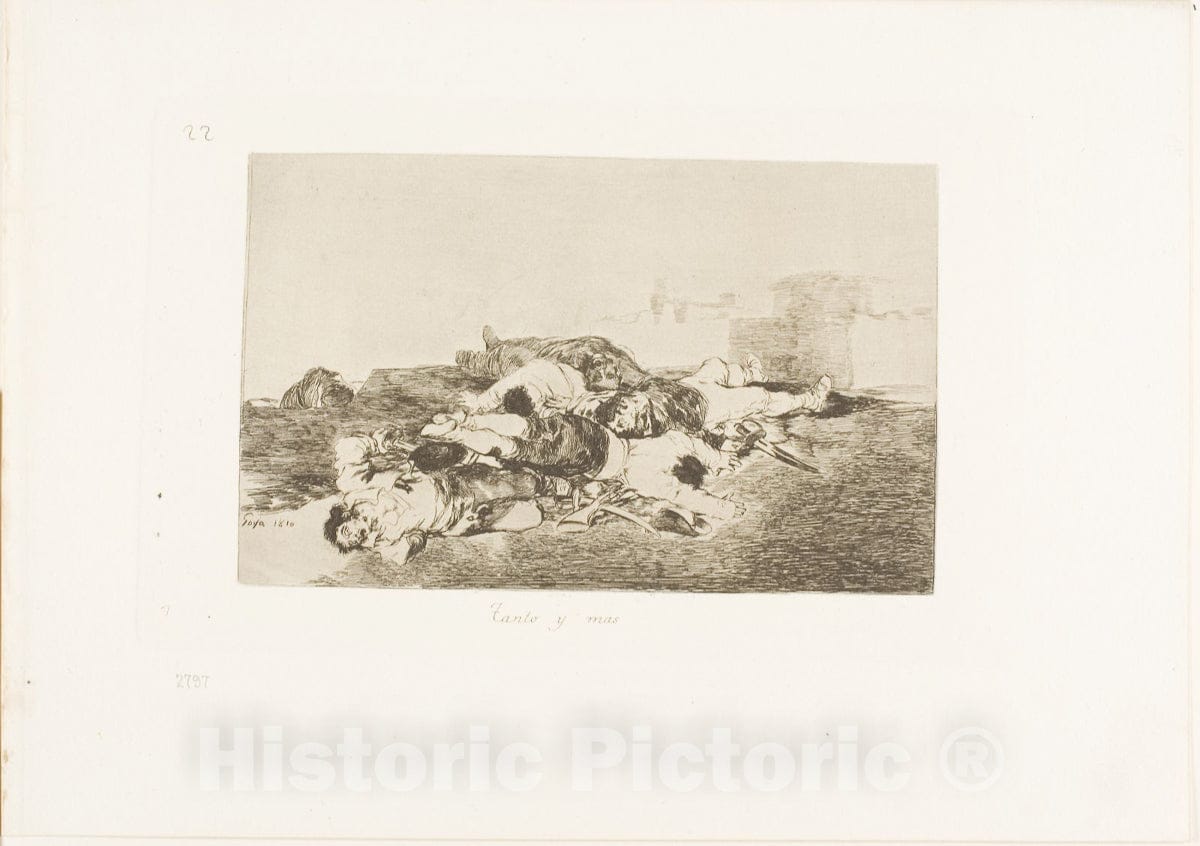 Art Print : Even Worse, plate twenty-two from The Disasters of War, Francisco Goya, c.1814, Vintage Wall Decor :
